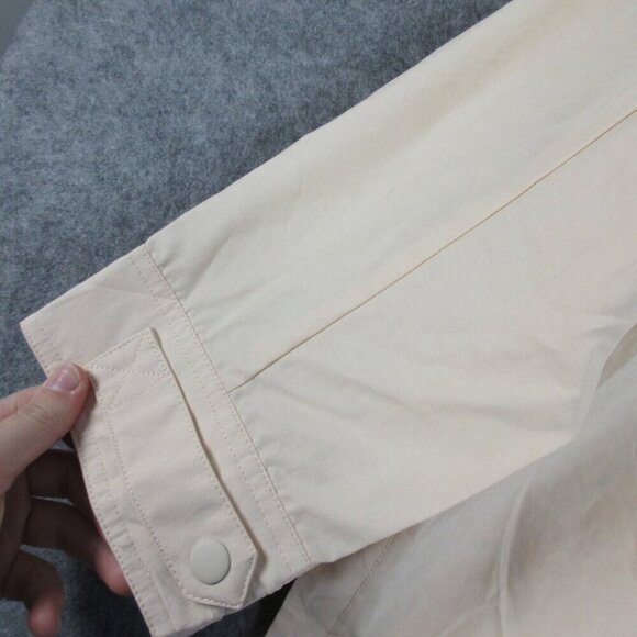 J Crew New Perfect Women's Lightweight Hooded Jacket Zip Front Ivory L Large 676 - Picture 12 of 14